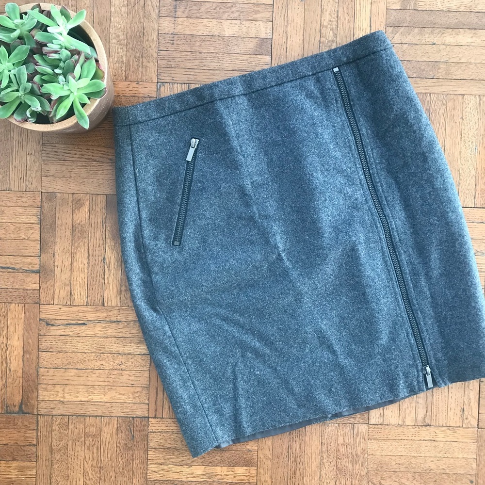 J Crew Gray Pencil Skirt with Zippers